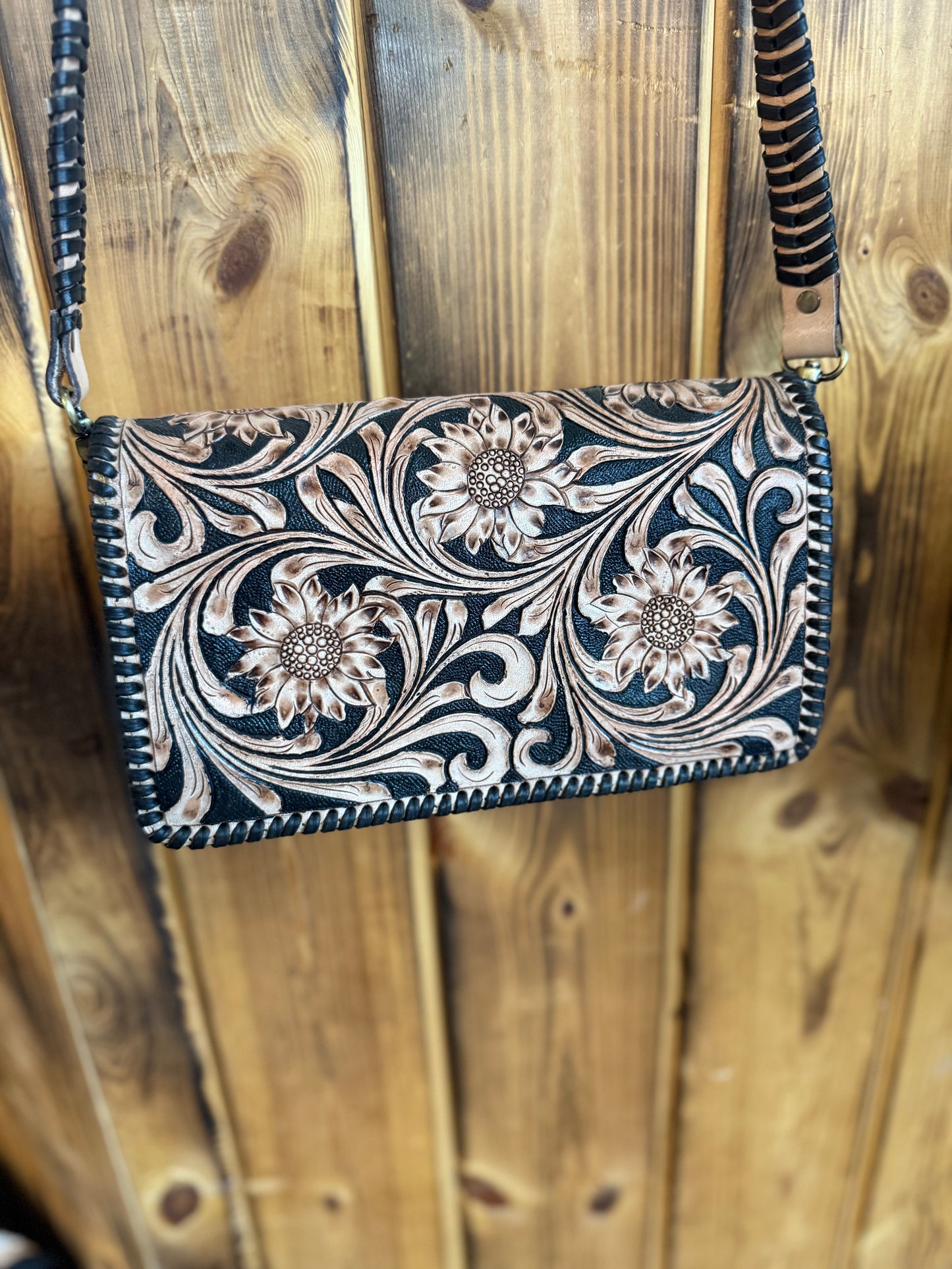 Mia Leather Tooled Clutch