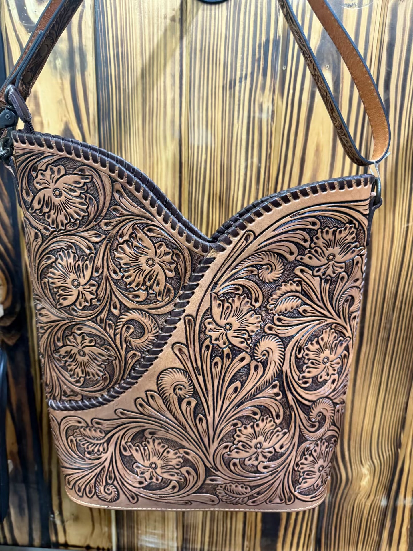 Tooled Whip Stitch Bag