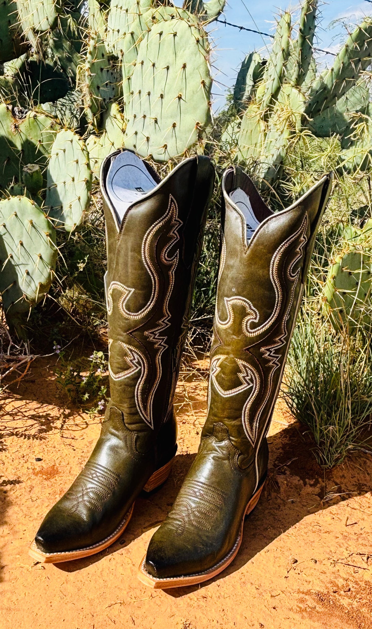 Olive Western Boots