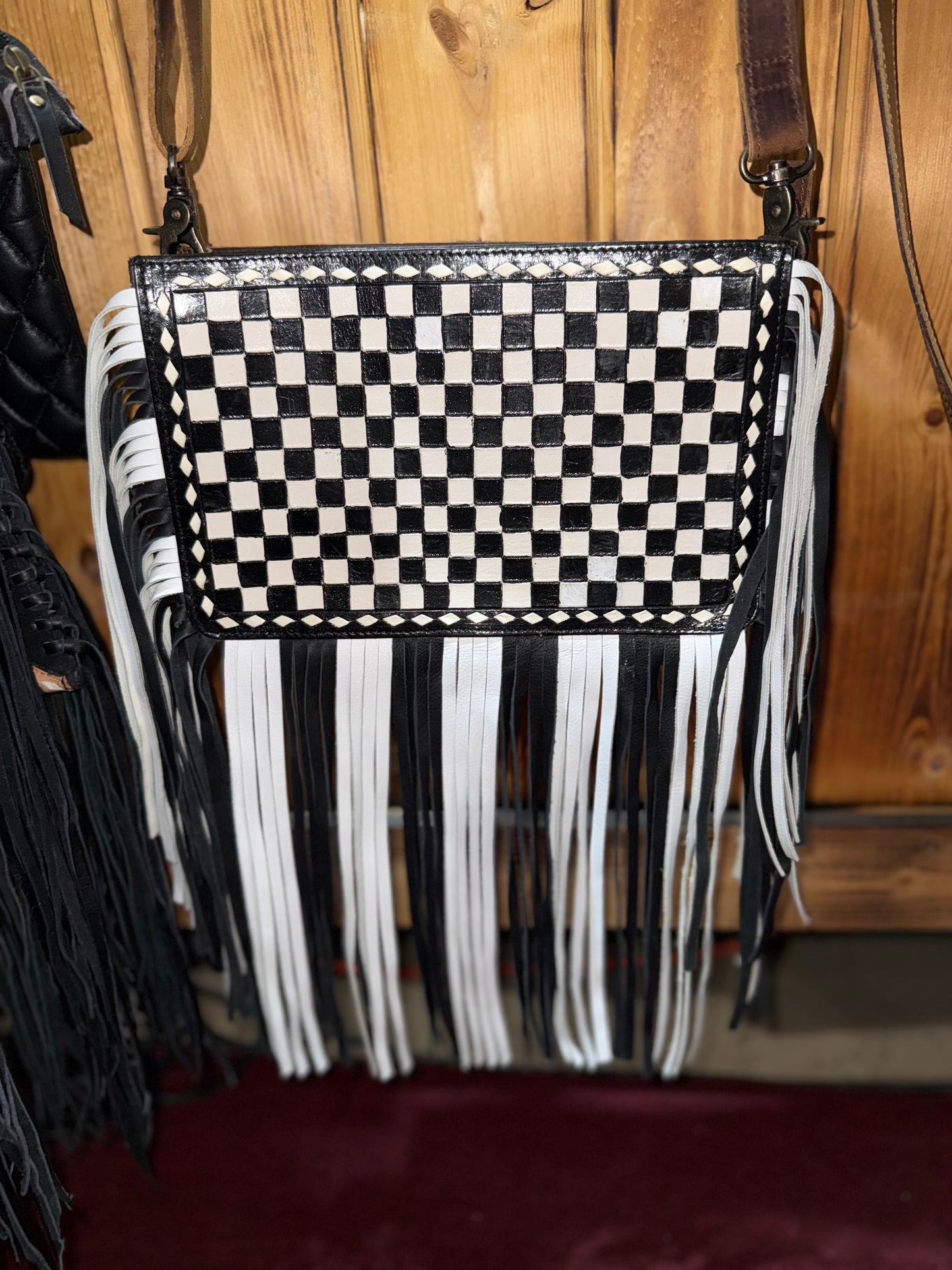 The Checkered Fringe Crossbody