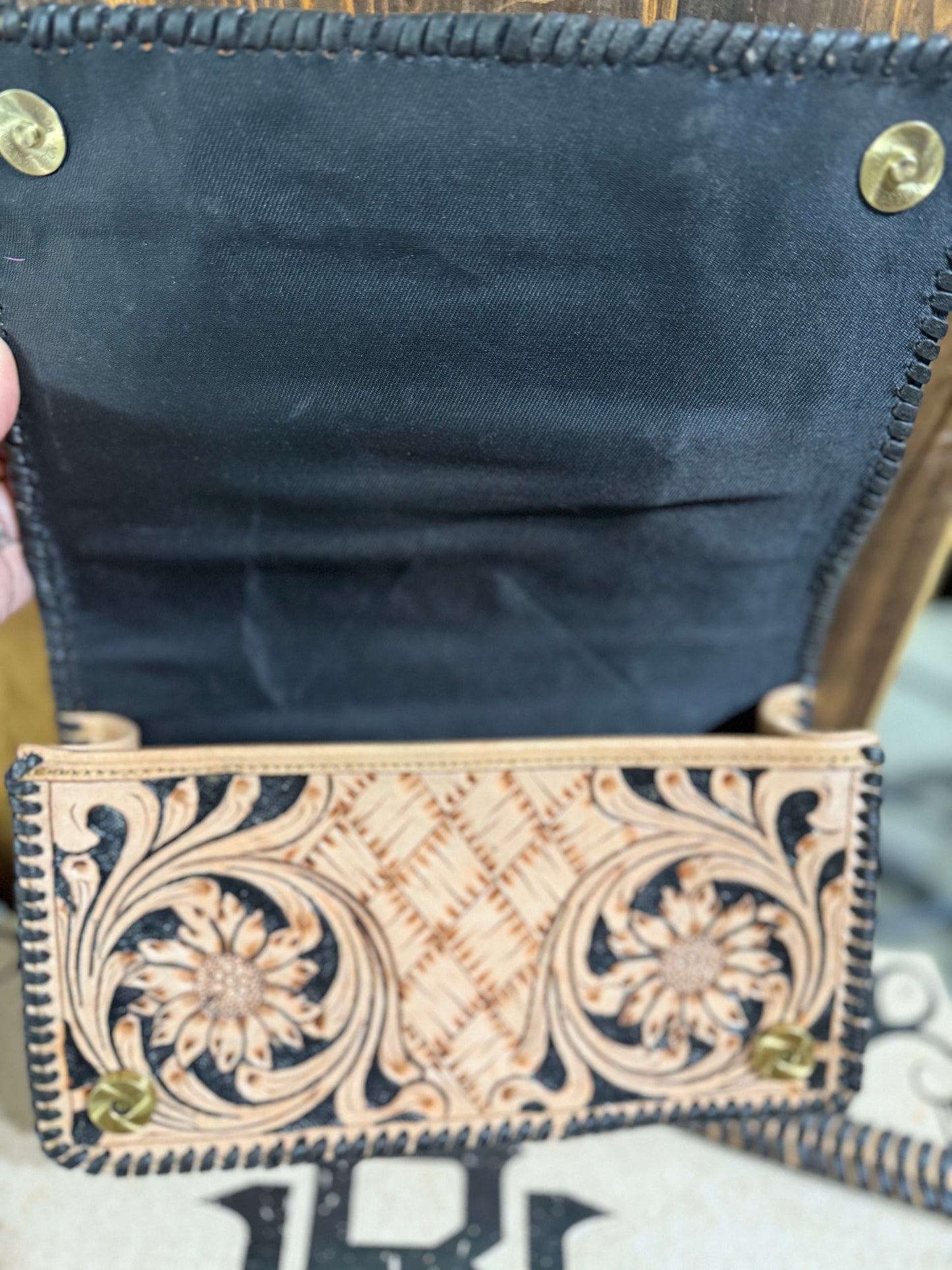 Mia Leather Tooled Clutch