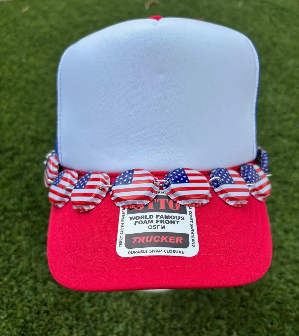 American Flag Bottle Cap Hat Chain