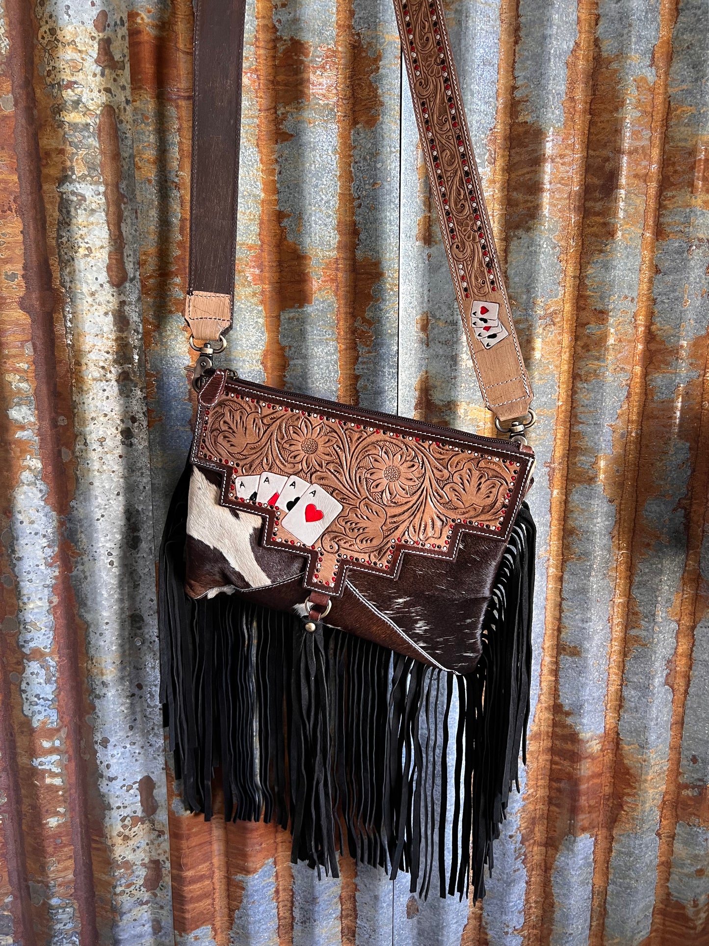 The Ace Tooled Leather Cowhide Bag - Twisted Charm