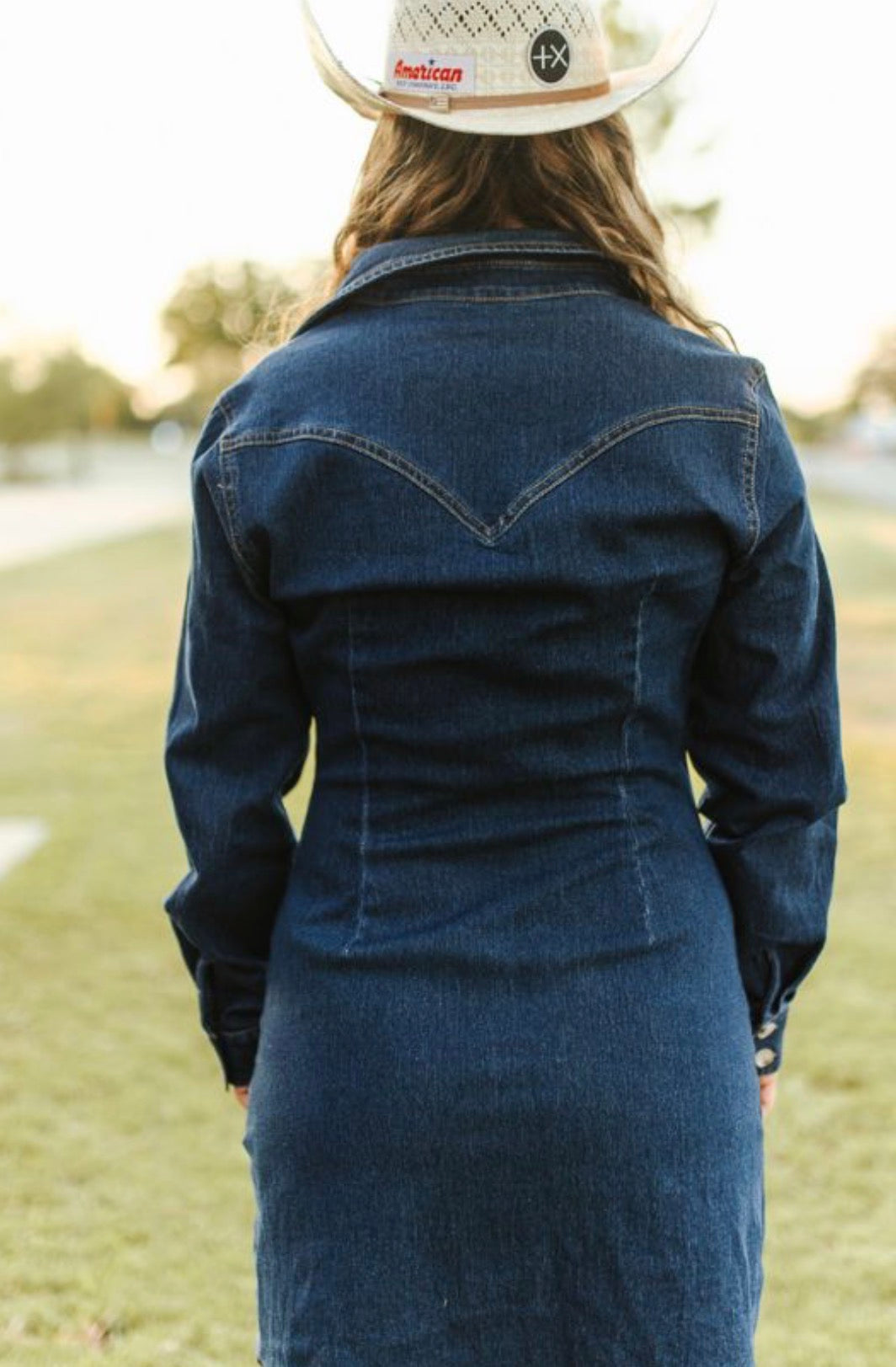 CLASSIC WESTERN BUTTON DOWN LONG SLEEVE DENIM DRESS