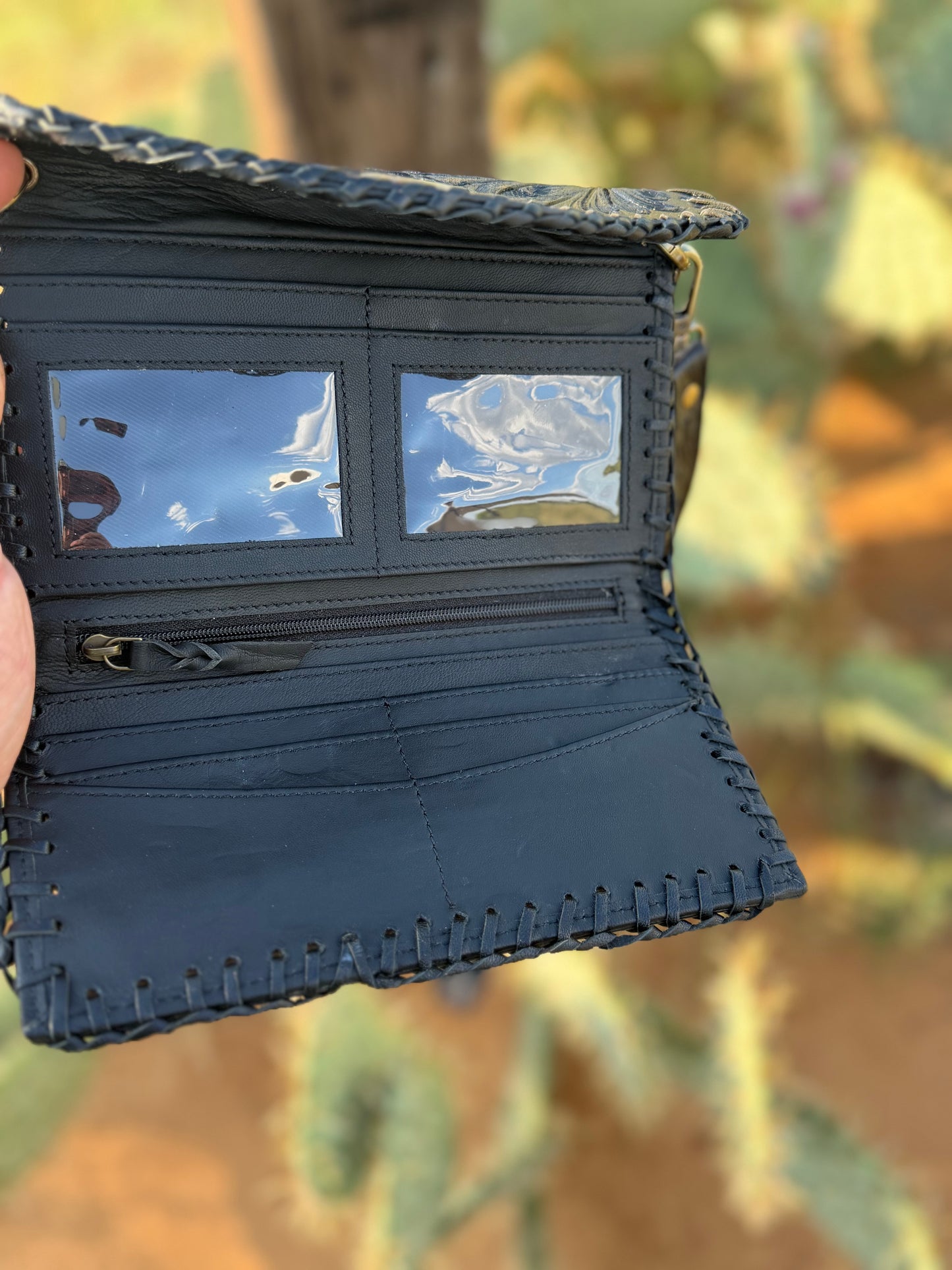 Black Tooled Wallet Crossbody