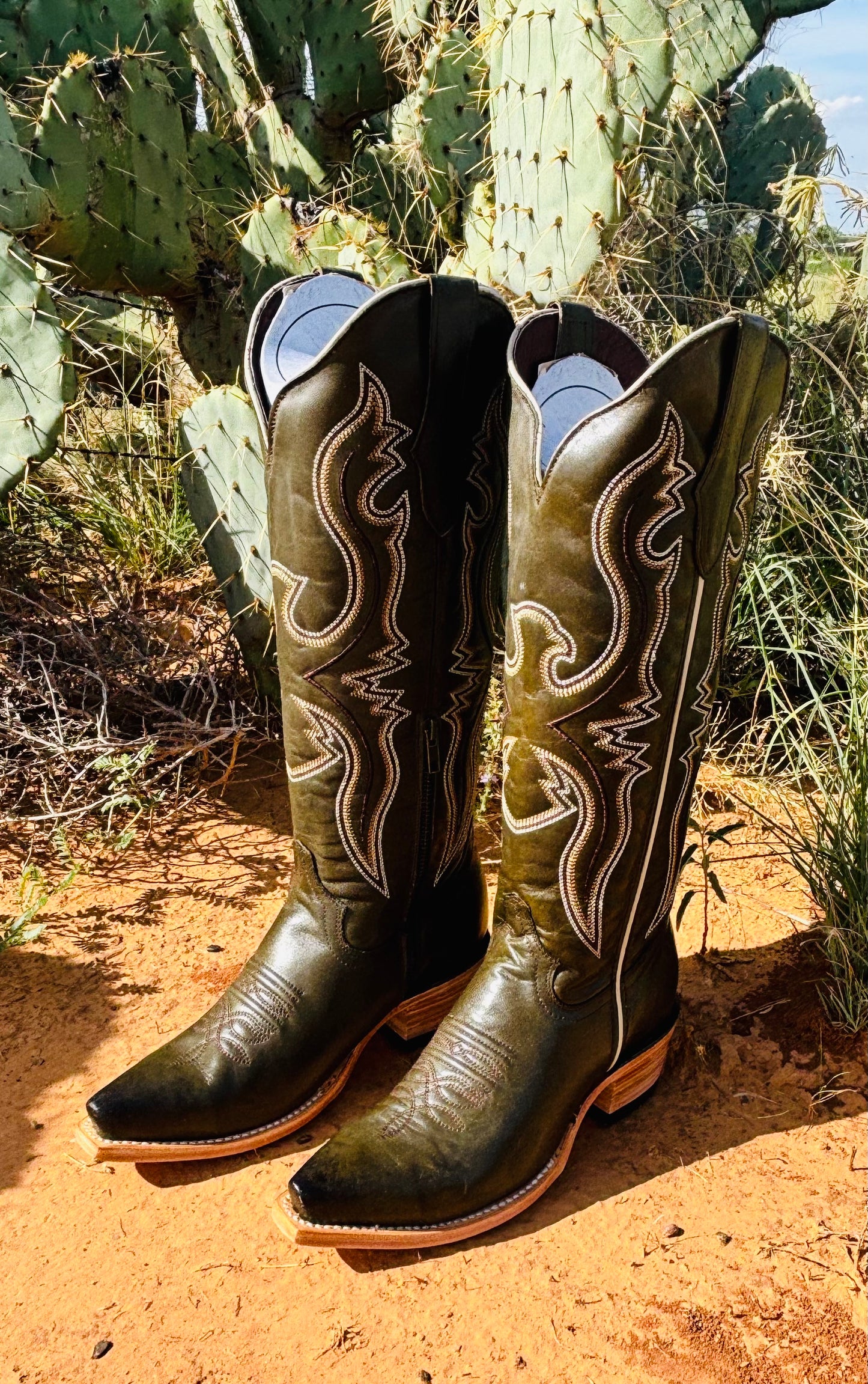 Olive Western Boots