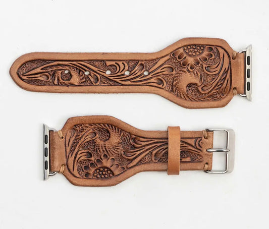 Tooled Leather Apple Watch Band