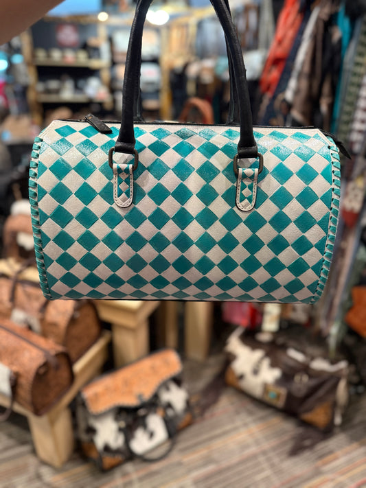 Large Turquoise Checkered Speedy