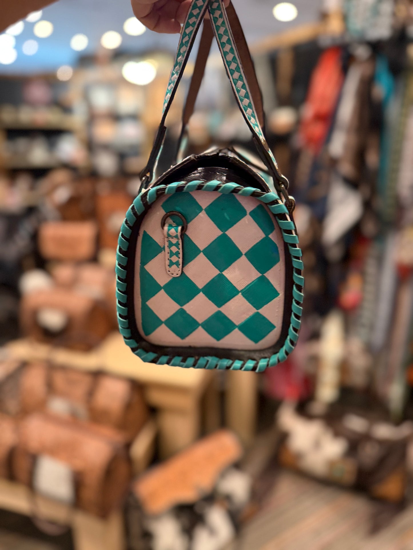 Mini Turquoise Checkered Speedy