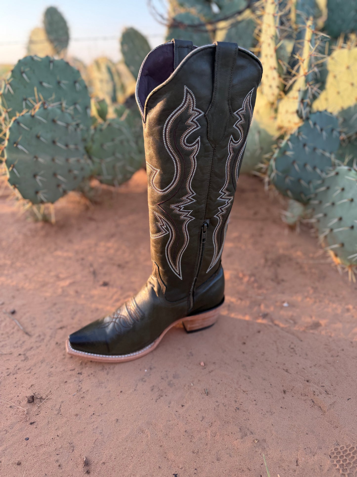 Olive Western Boots