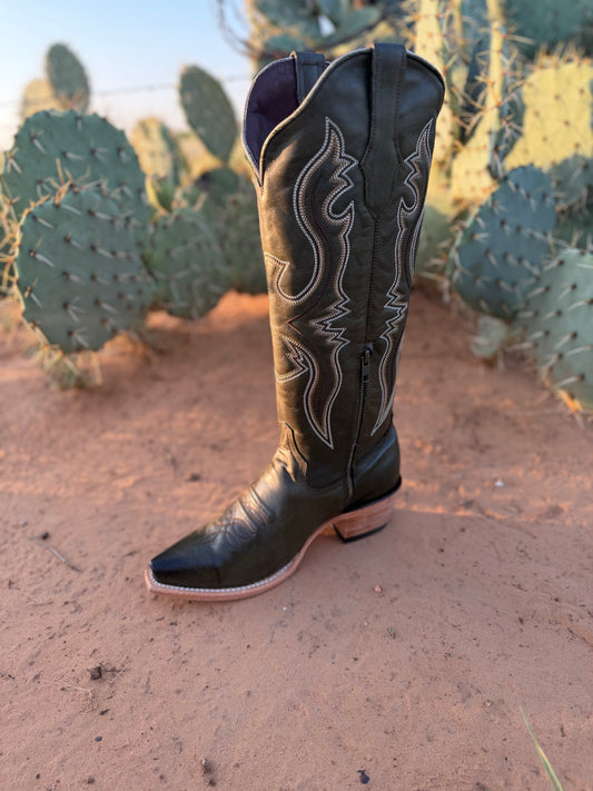 Olive Western Boots