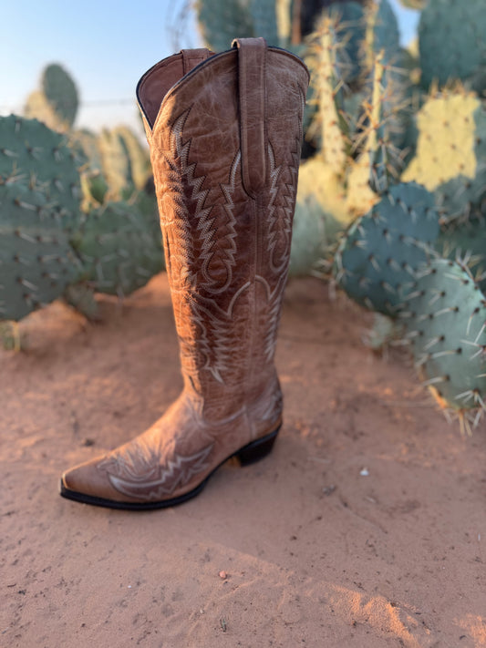 Vintage Wash Neutral Leather Boot