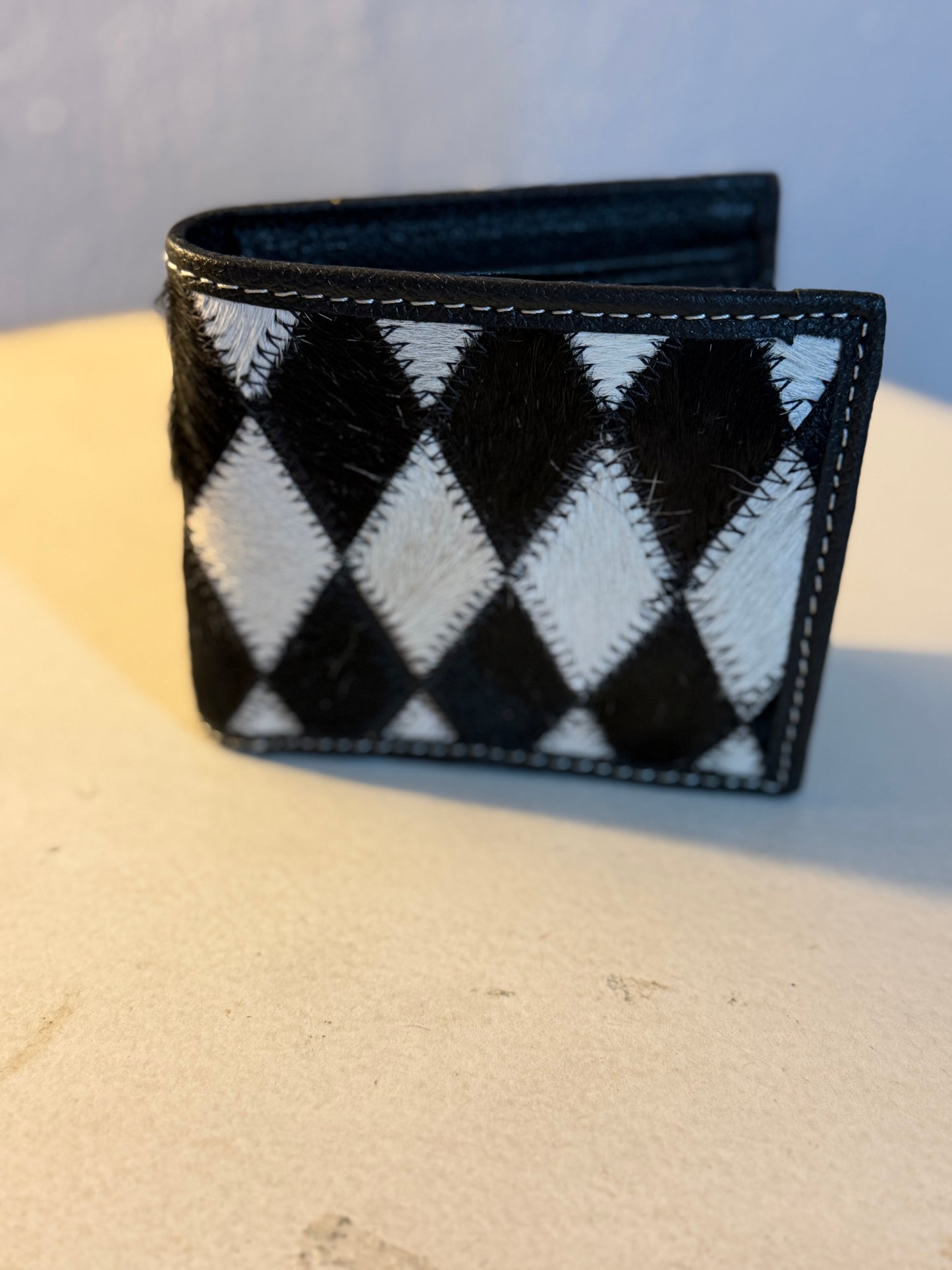 Cowhide Checkered Wallet