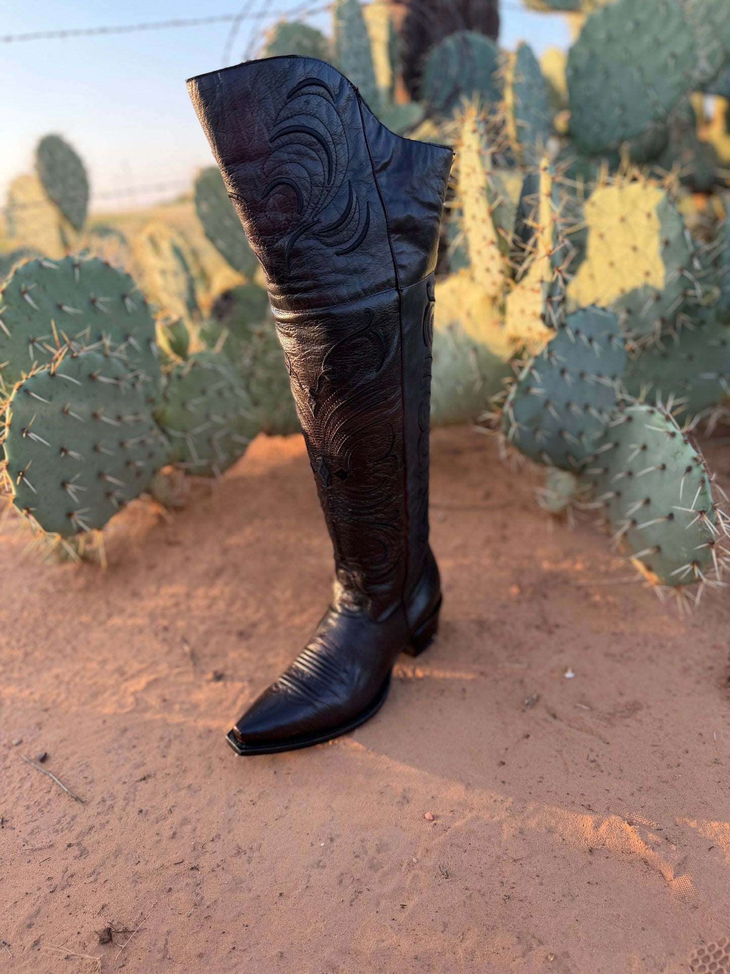 Black Cherry Knee High Leather Boots