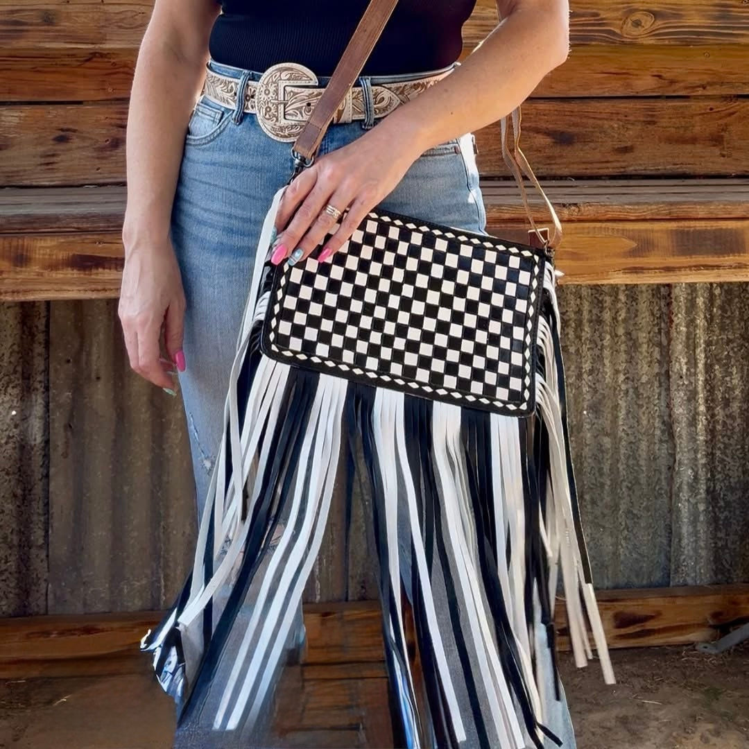 The Checkered Fringe Crossbody