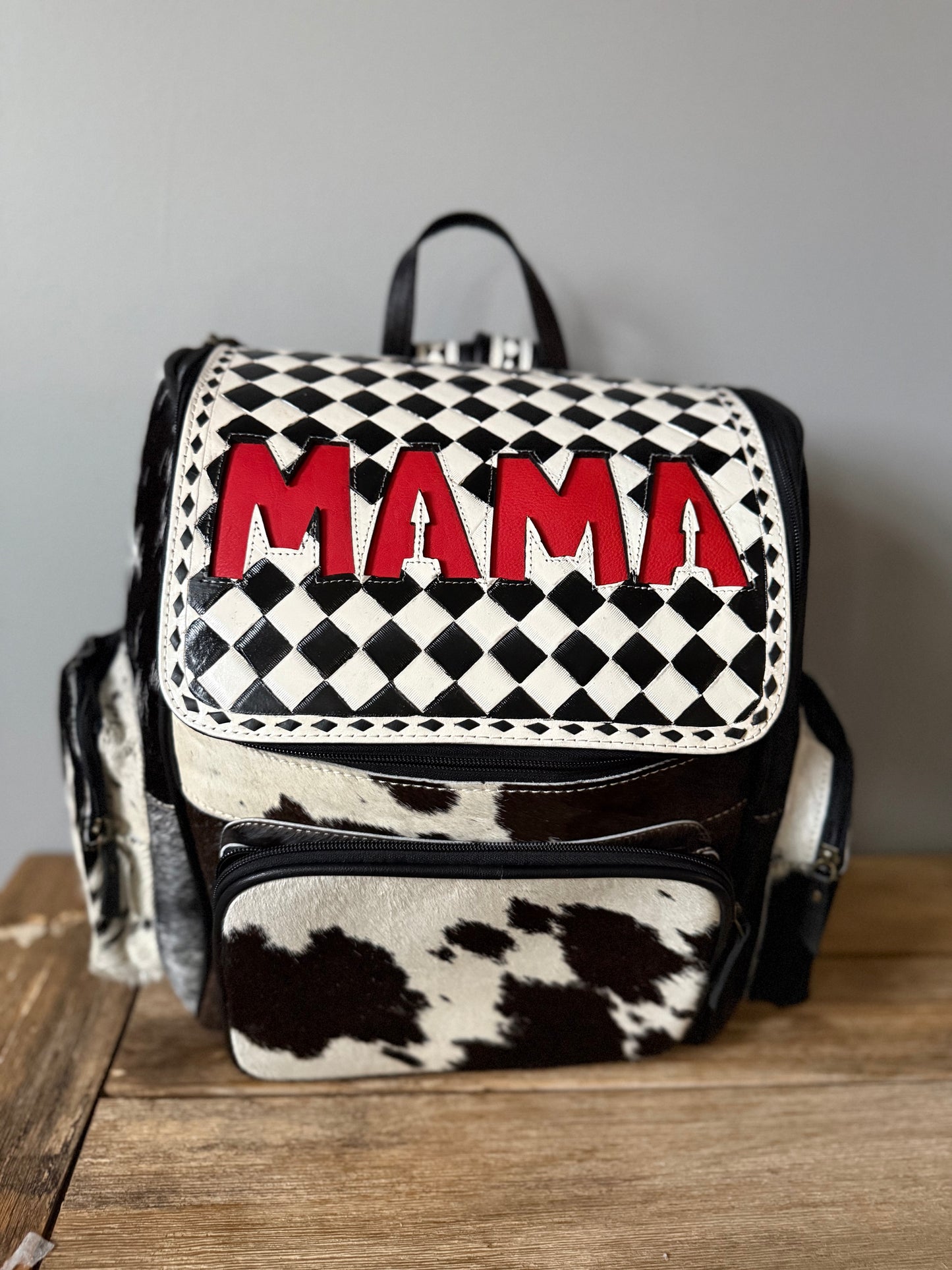 Mama Harlequin Backpack/ Red