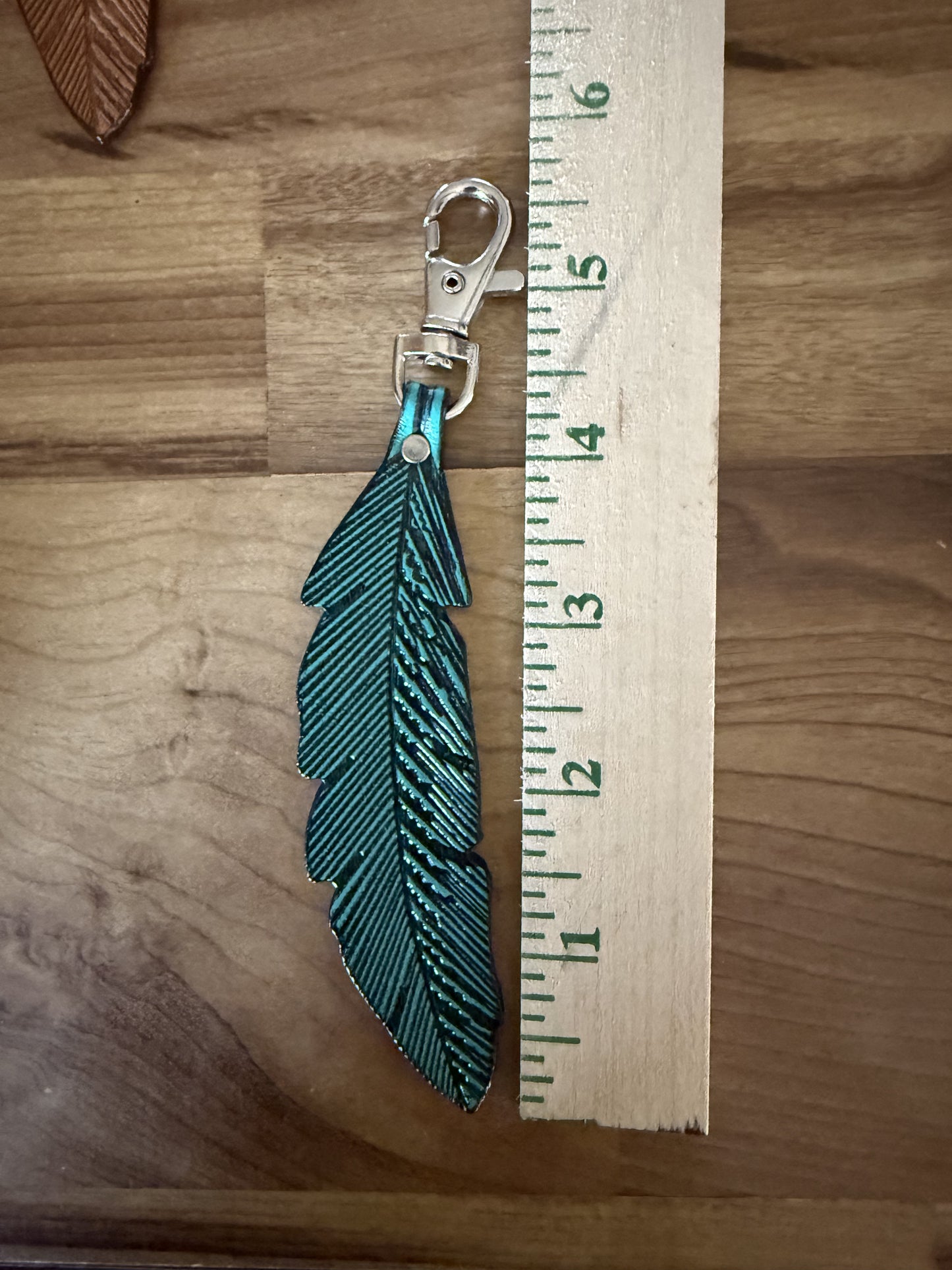 Leather Feather Purse Charm