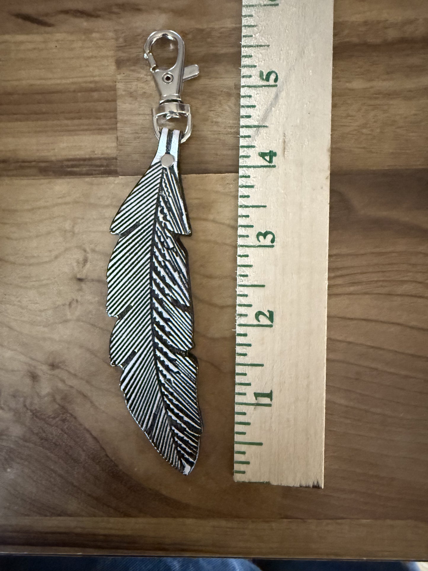 Leather Feather Purse Charm