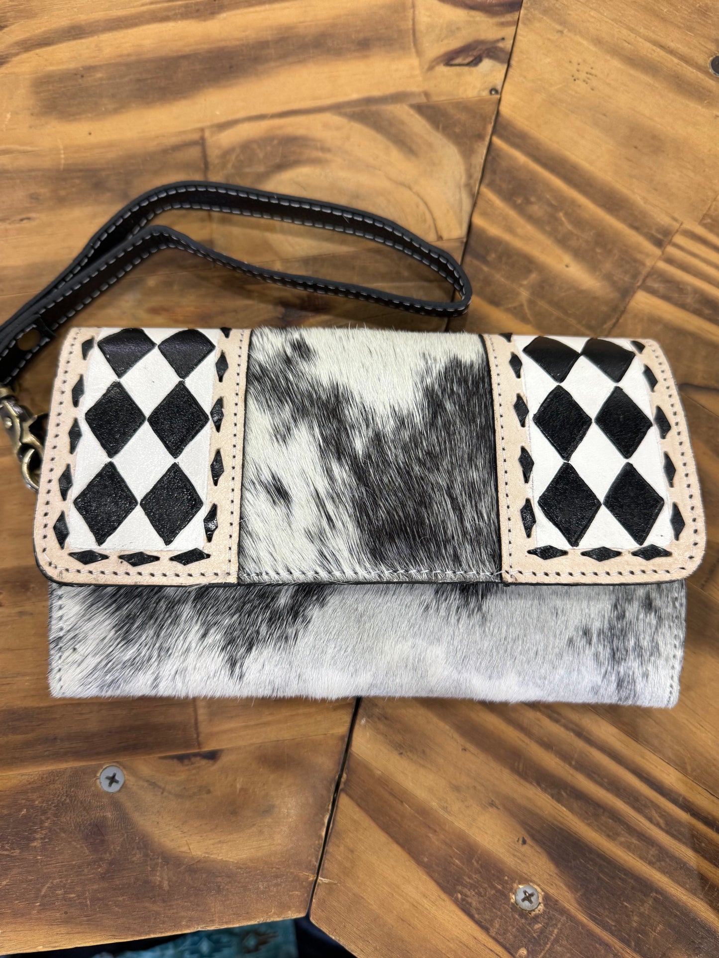 Checkered Cowhide Wallet
