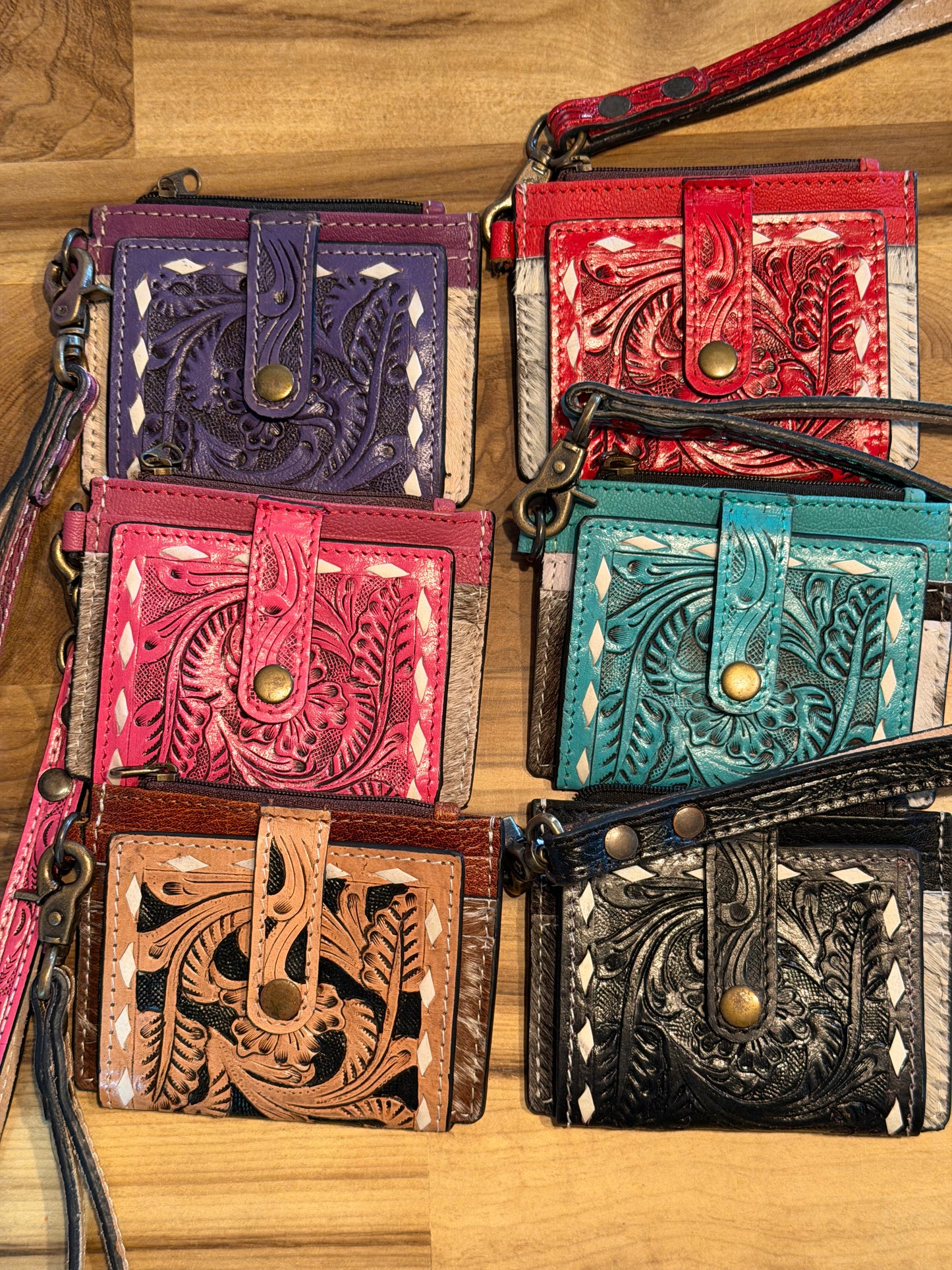 Tooled Card Holder Wristlet