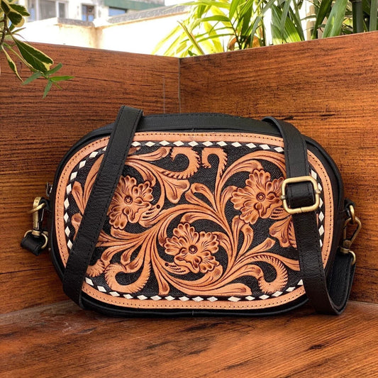 Tooled Oval Crossbody (3 Colors)